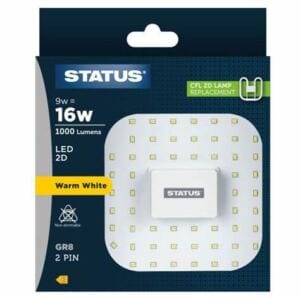 STATUS LED 2D GR8 2 PIN 9w (Warm White) (CFL 2D Replacement)
