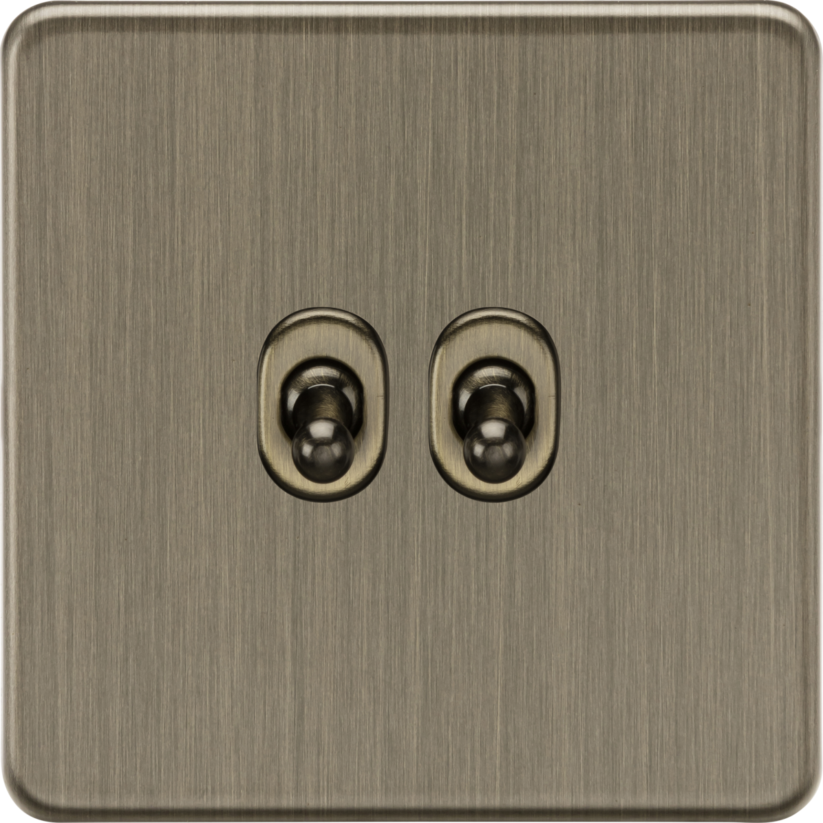 SF2TOGAB – Knightsbridge Screwless 2-Gang Toggle Switch – Antique Brass