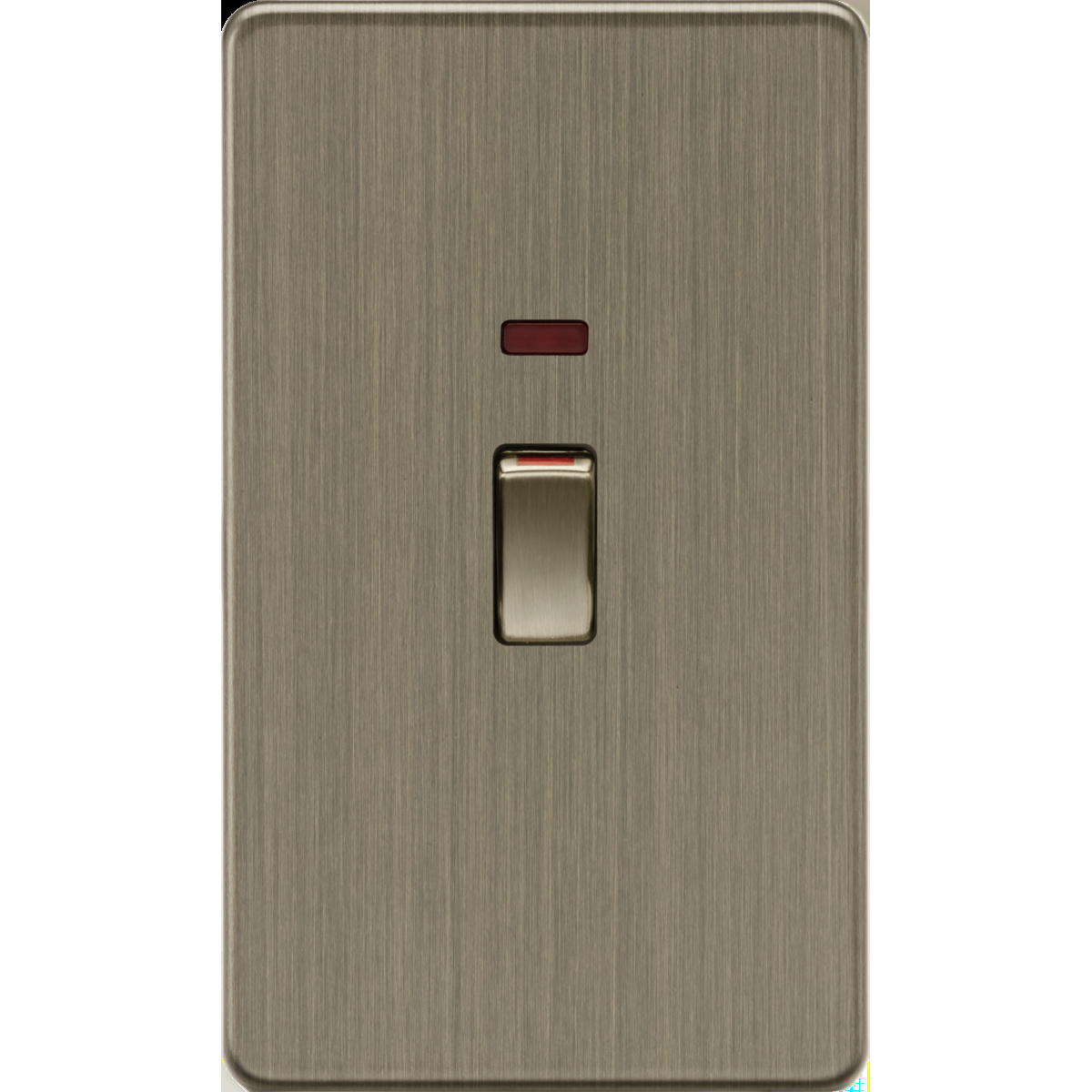 SF82MNAB — Knightsbridge Screwless 45A Double Pole Switch with Neon (2-Gang Size) – Antique Brass