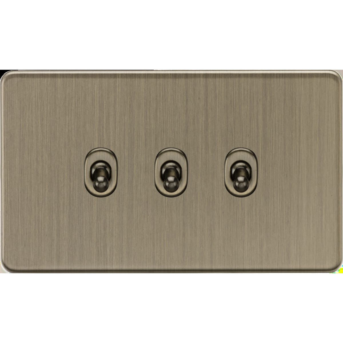 SF3TOGAB – Knightsbridge Screwless 3-Gang Toggle Switch – Antique Brass