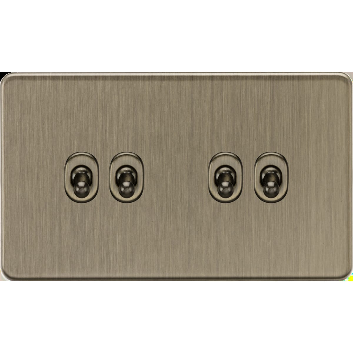 Knightsbridge Screwless 4-Gang Toggle Switch – Antique Brass SF4TOGAB