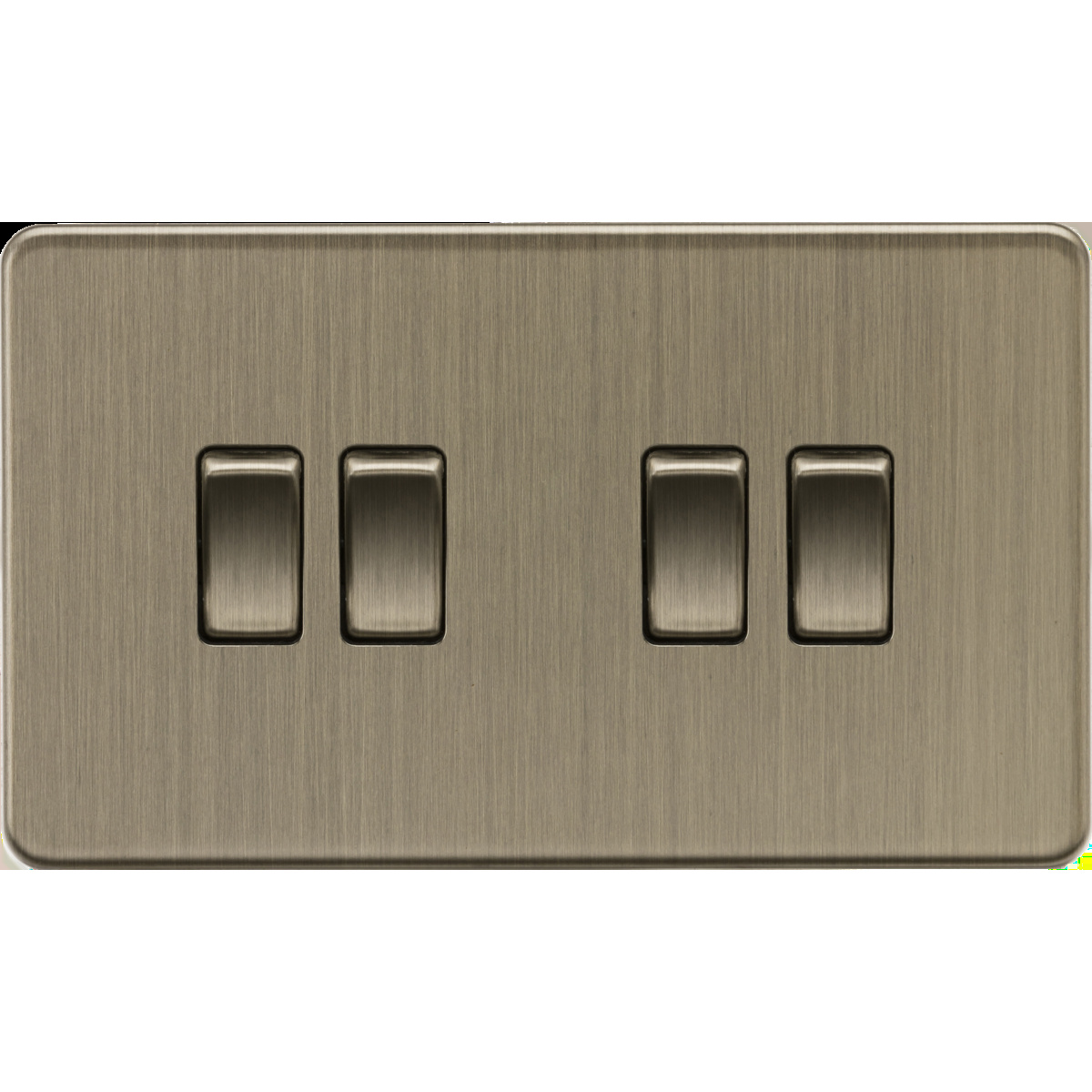 Knightsbridge Screwless 10AX 4-Gang Switch – Antique Brass (SF4100AB)