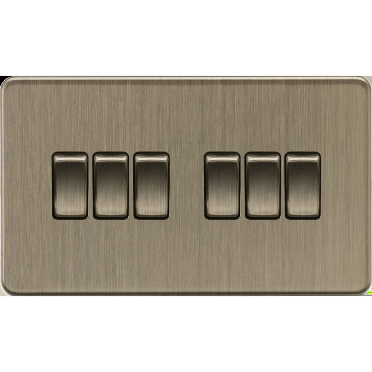 Knightsbridge Screwless 10AX 6-Gang Switch – Antique Brass (SF4200AB)