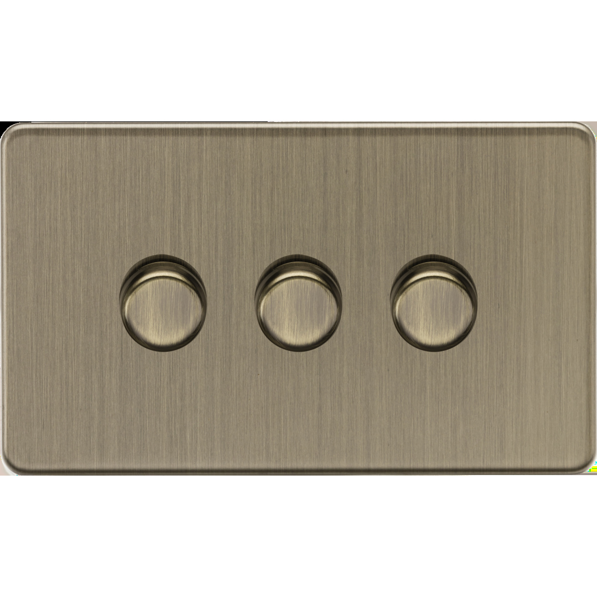 Knightsbridge Screwless 3-Gang Rotary Dimmer Switch – Antique Brass
