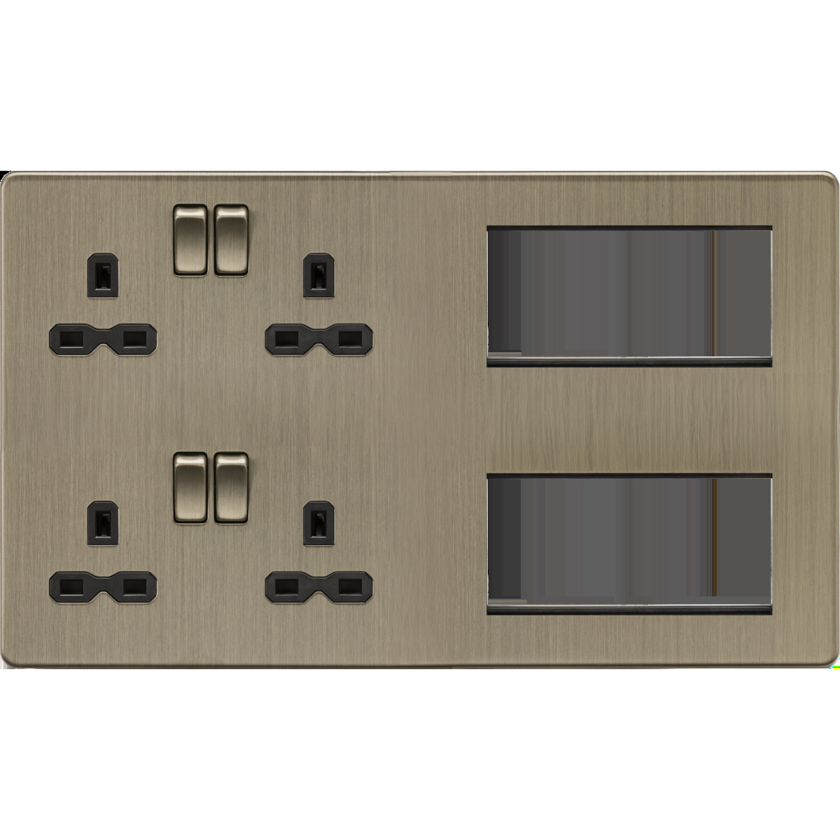 SFR298AB — Knightsbridge Screwless Multimedia Combination Plate – Antique Brass