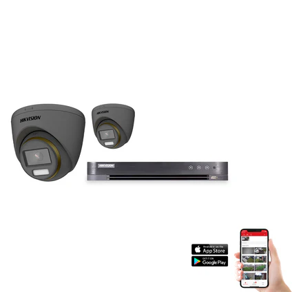 Hikvision POC ColorVu 2 Camera 4ch 4K 8MP 40M CCTV Kit - Grey (HIK-KIT-POC-COL-8MP-2-GR)