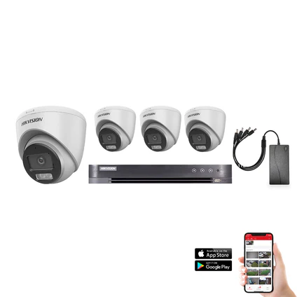 Hikvision Hybrid ColorVu 4 Camera 4ch AoC 3K 40M CCTV Kit (HIK-KIT-TVI-HYB-3K-4)