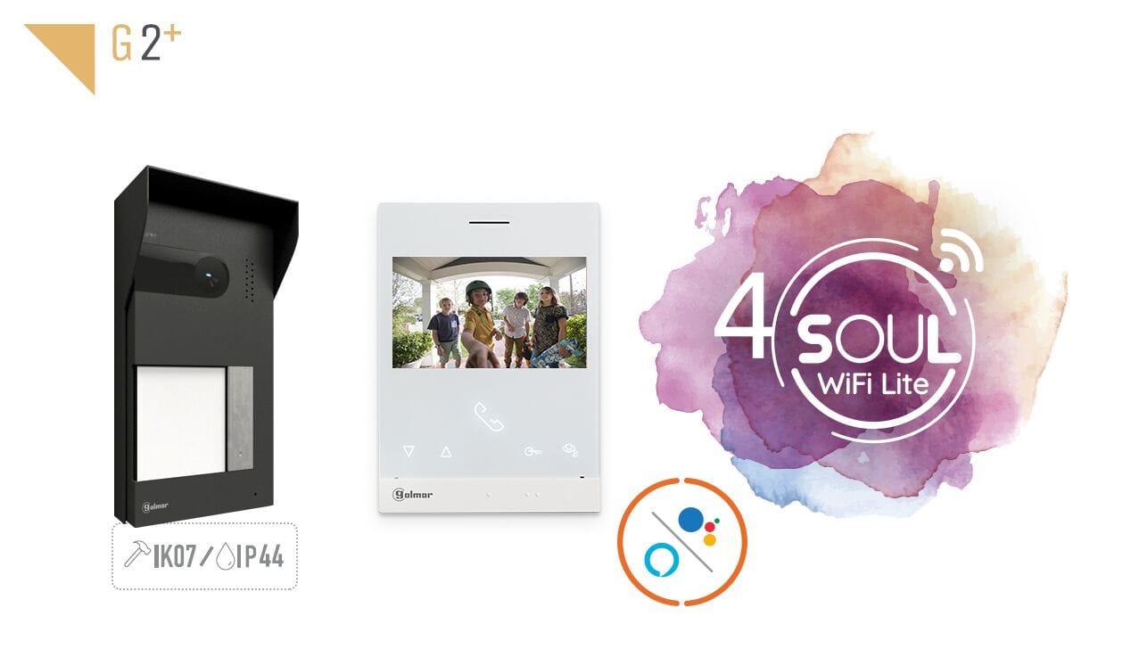 Golmar S5110 video intercom kit with ART4W Lite Wi-Fi monitor. Smart 2-Wire G2+ door entry system.