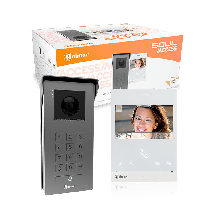 Golmar S5110 ACCESS keypad video intercom kit with ART4 monitor. 2-Wire G2+ access control solution.
