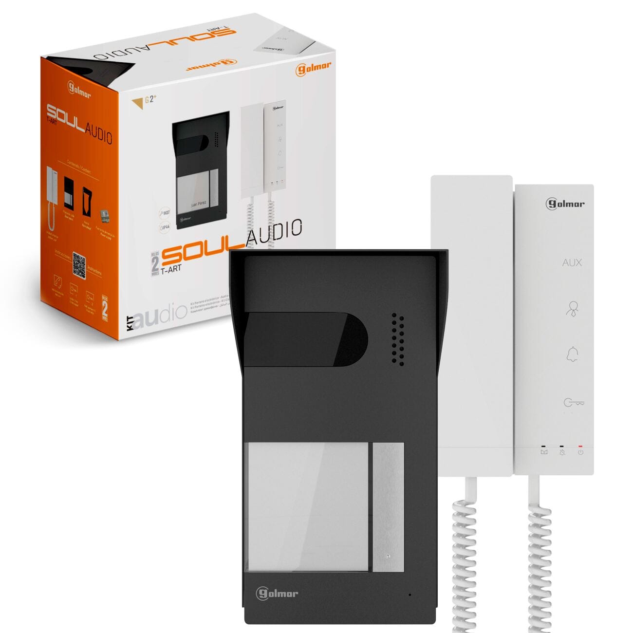 Golmar S4110 audio intercom kit with T-ART handset. 2-Wire G2+ system for residential door entry.