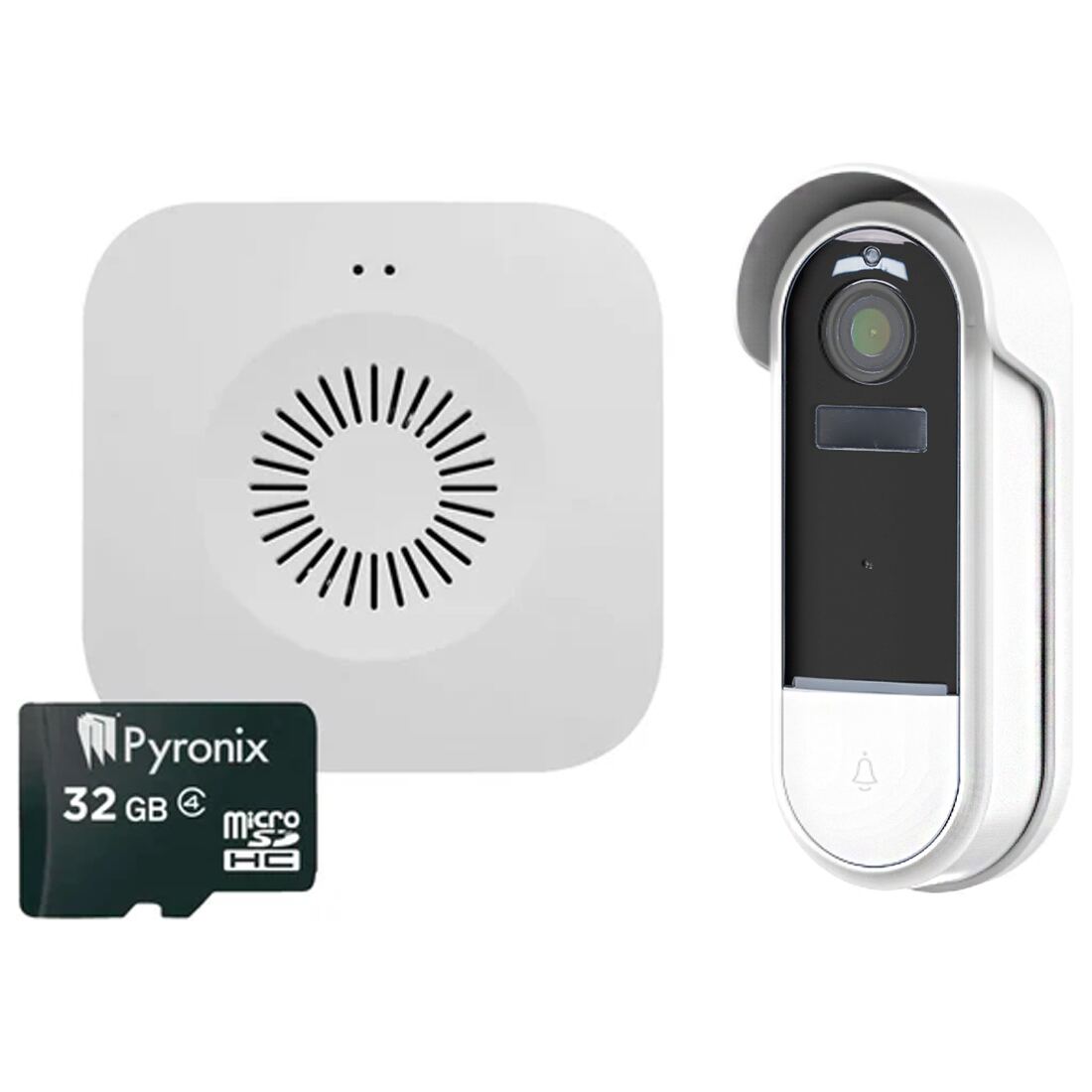 Pyronix 3MP WIFI Video Doorbell Kit with Chime and 32Gb SD card (DOORBELL2/KIT-SDC)