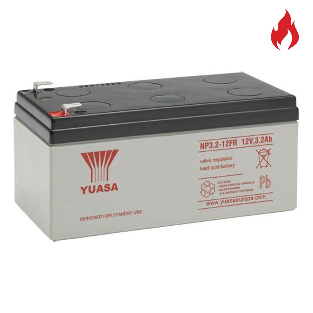 Yuasa NP 12v 3.2Ah Fire Rated Alarm Battery (NP3.2-12FR)