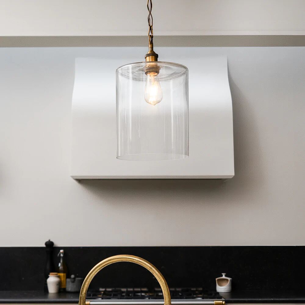 Soho Lighting Grand Clear Large Glass Cylinder Pendant Light with Lampholder, Chain and Cable - Image 6
