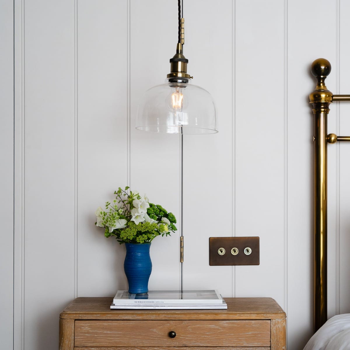 Soho Lighting Clear Glass Dome Pendant Light with Lamp Holder and Cable - Image 5