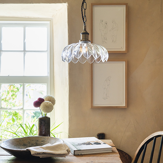 Soho Lighting Organic Flora Glass Pendant Light with Lampholder, Chain and Cable - Image 3