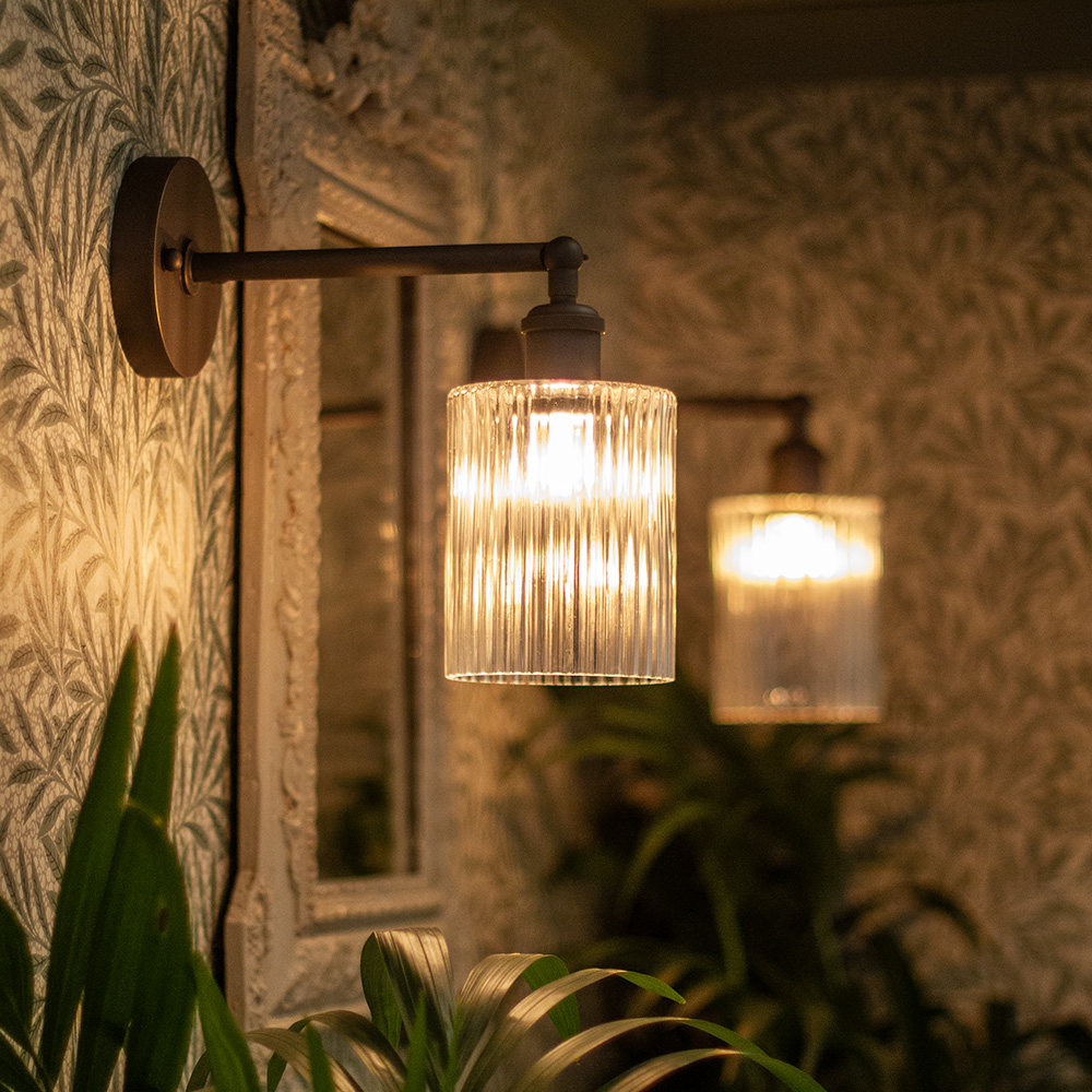 Soho Lighting Henley Cylinder Petite Ribbed Glass Wall Light - Image 4