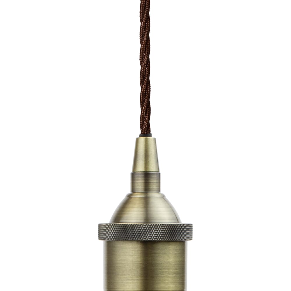 Soho Lighting Stepped Clear Glass Pendant Light with Antique Brass Lamp Holder and Black Twisted Cable - Image 3