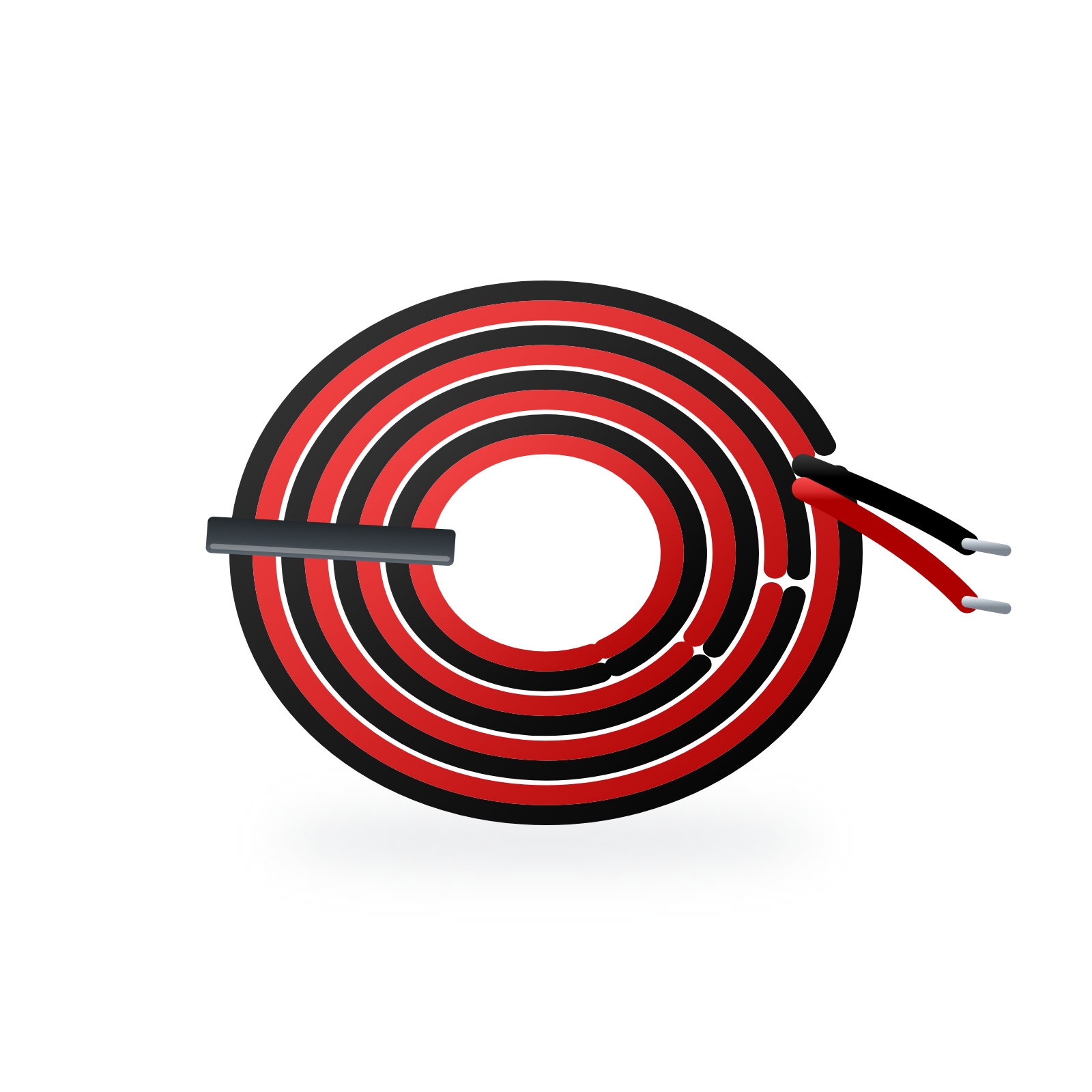 Illustration of a 30 metre roll of 2-core 22AWG red and black LED strip extension cable