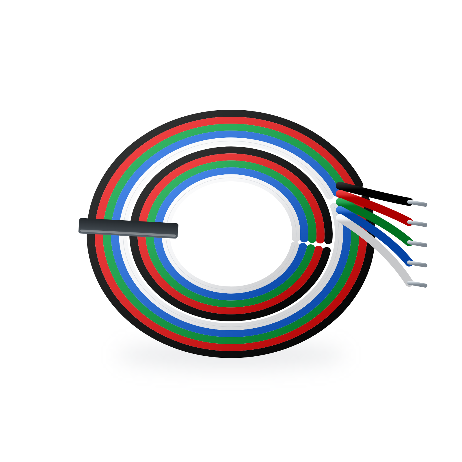 Illustration of a 30.5 metre roll of 5-core 22AWG RGBW LED strip extension cable